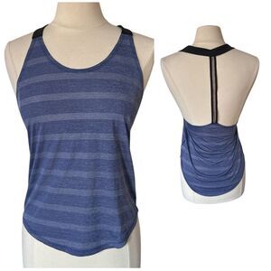 Nike Women's Blue Black Striped Racerback Tank Top XS Lightweight Athletic‎